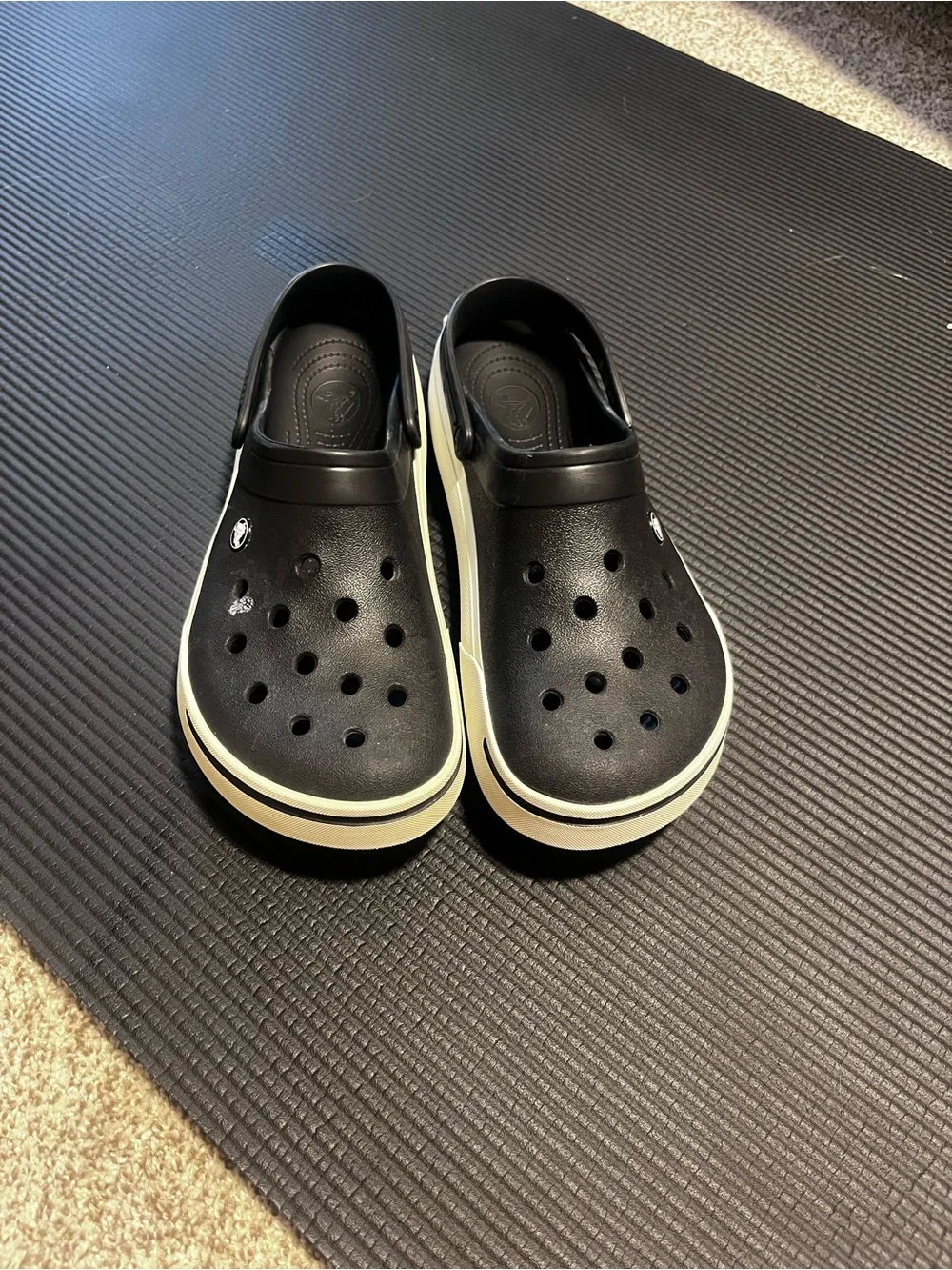 Crocs Crocband Platform Clogs Black White Men’s Size 13 Slip On Comfort Shoes